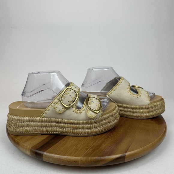Dolce Vita Shoes - New Womens Dolce Vita Wanika Buckle Ivory Leather Platfrom Slide‎ Sandals Size 9